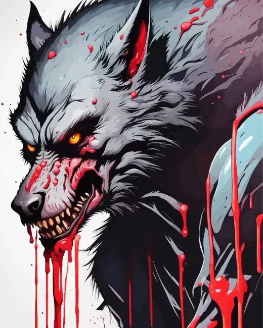 aesthetic scary werewolf art Diamond With Numbers Aesthetic Scary Werewolf Art Diamond Painting