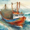 Aesthetic Seascape Boat Diamond Painting