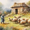 Aesthetic Sheep And Shepherd Art Diamond Painting