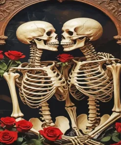 Aesthetic Skeleton Holding Roses Art Diamond Painting