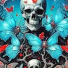 Aesthetic Skull And Butterflies Art Diamond Painting