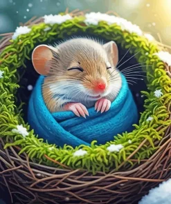 Aesthetic Sleepy Mouse Art Diamond Painting