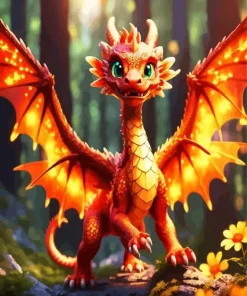 Aesthetic Small Fire Dragon Art Diamond Painting
