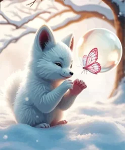 Aesthetic Snow Fox Baby Art Diamond Painting