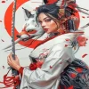 Asian Girl Holding A Sword Diamond Painting