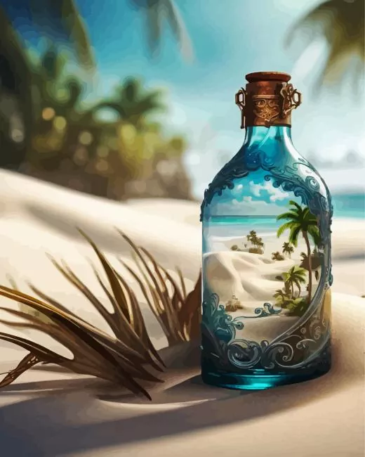 beach glass bottle Diamond By Numbers Beach Glass Bottle Diamond Painting