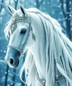 Beautiful White Horse Diamond Painting