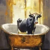 Black And White Cattle In Bathtub Diamond Painting