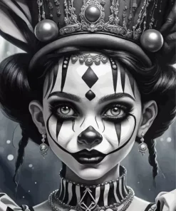 Black And White Clown Girl Diamond Painting