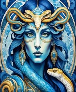 Blue Snake Woman Anime Diamond Painting