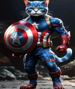 Captain America Cat Diamond Painting