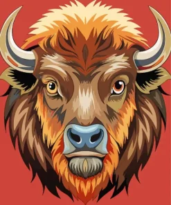 Cartoon Bison Head Diamond Painting
