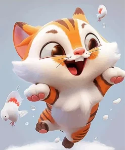 Cartoon Cat Smiling Diamond Painting