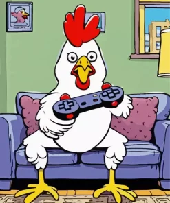 Cartoon Chicken Playing Games Diamond Painting