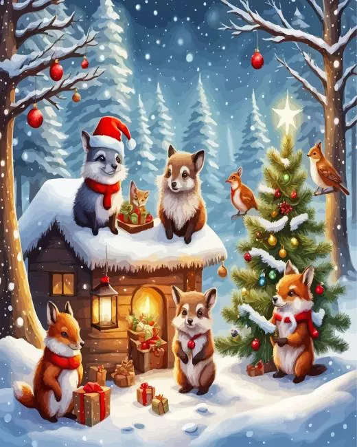cartoon christmas animals Diamond Paintings Cartoon Christmas Animals Diamond Painting