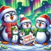 Cartoon Christmas Penguins Family Diamond Painting