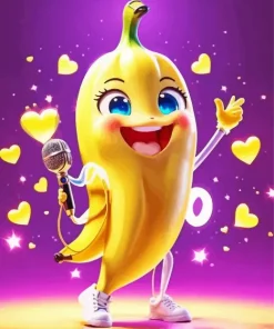 Cartoon Cute Banana Singing Diamond Painting