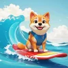 Cartoon Dog Surfing Diamond Painting