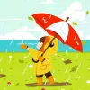 Cartoon Girl Holding Umbrella Diamond Painting
