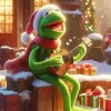Cartoon Kermit Playing Guitar Diamond Painting