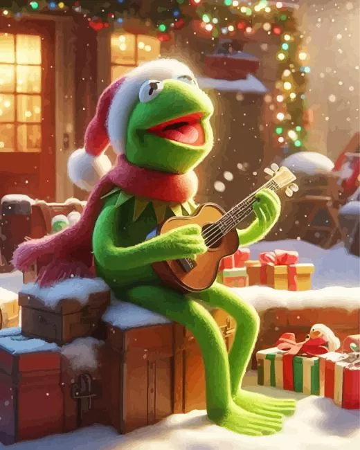 cartoon kermit playing guitar Diamond Paintings Cartoon Kermit Playing Guitar Diamond Painting