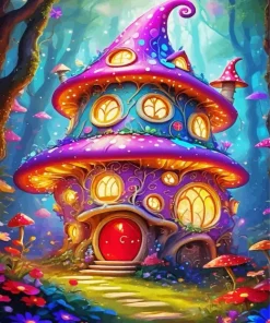 Cartoon Magic Mushroom House Diamond Painting