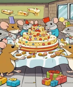 Cartoon Mice Birthday Party Diamond Painting
