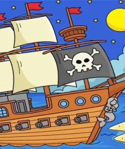Cartoon Pirate Ship Diamond Painting