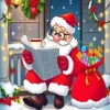 Cartoon Santa Reading News Diamond Painting