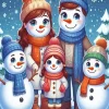 Cartoon Snowman Family Diamond Painting