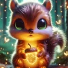 Cartoon Squirrel With Big Eyes Holding Acorn Diamond Painting
