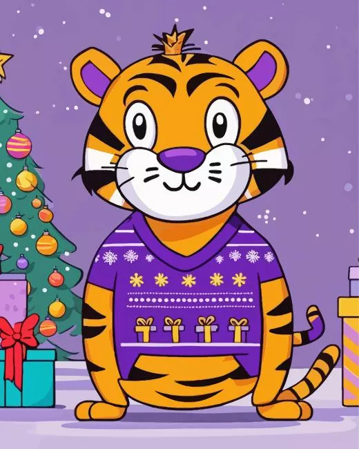 cartoon tiger Diamond By Numbers Cartoon Tiger Diamond Painting