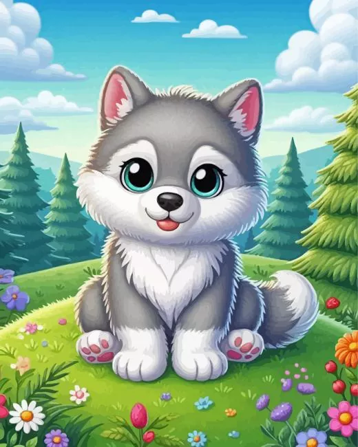 cartoon wolf Diamond By Numbers Cartoon Wolf Diamond Painting