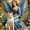 Cat And Angel Lady Diamond Painting