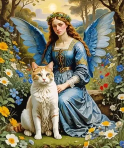 Cat And Angel Lady Diamond Painting