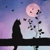 Cat And Butterflies Silhouette Diamond Painting