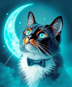 Cat And Moon Diamond Painting