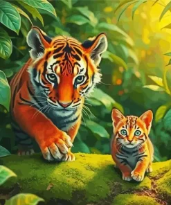 Cat And Tiger Cub Diamond Painting