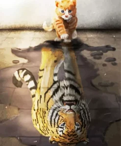 Cat And Tiger Reflection Diamond Painting