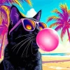 Cat Blowing Bubble Gum Diamond Painting