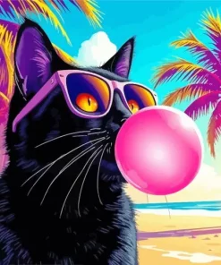 Cat Blowing Bubble Gum Diamond Painting