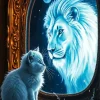 Cat Lion Mirror Reflection Diamond Painting