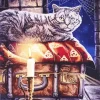 Cat Looking At Candle Diamond Painting