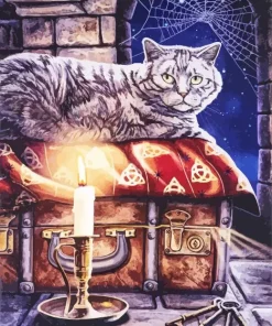 Cat Looking At Candle Diamond Painting