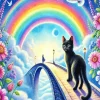 Cat Over The Rainbow Bridge Diamond Painting