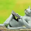 Cat Reading Book Statue Diamond Painting