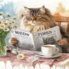 Cat Reading Newspaper Diamond Painting