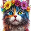 Cat Wearing Flower Crown Diamond Painting