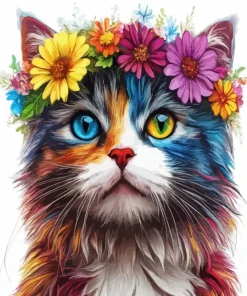 Cat Wearing Flower Crown Diamond Painting