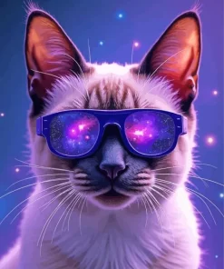 Cat With Galaxy Glasses Diamond Painting